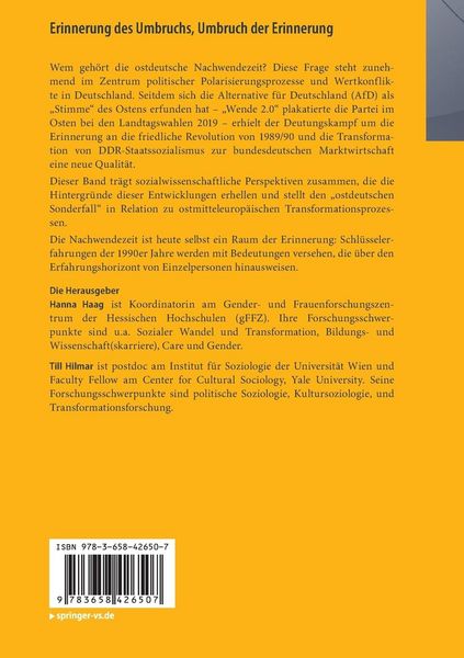 Produktbild: Erinnerung des Umbruchs, Umbruch der Erinnerung