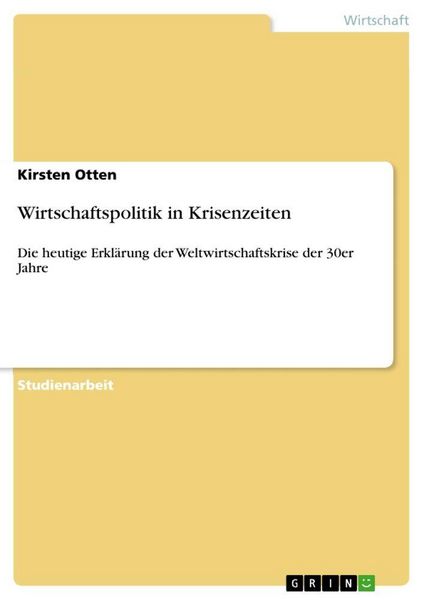 Produktbild: Wirtschaftspolitik in Krisenzeiten