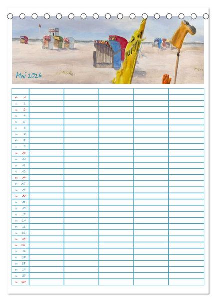 Produktbild: Amrumaquarelle (Tischkalender 2026 DIN A5 hoch), CALVENDO Monatskalender