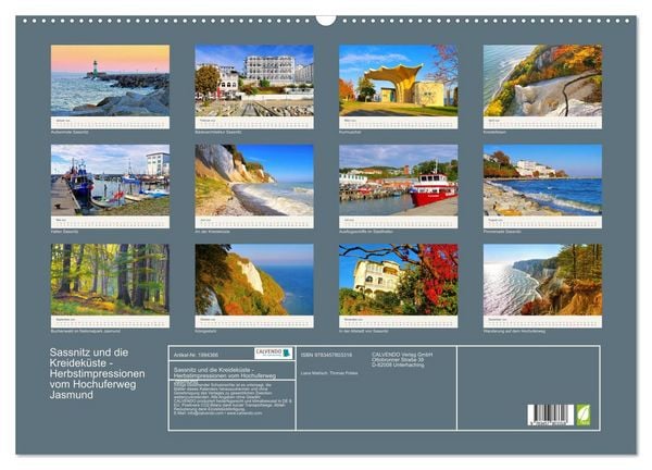 Produktbild: Sassnitz und die Kreidek&uuml;ste - Herbstimpressionen vom Hochuferweg Jasmund (Wandkalender 2026 DIN A2 quer), CALVENDO Monatskalender