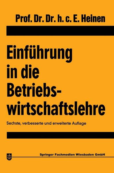 Produktbild: Einf&uuml;hrung in die Betriebswirtschaftslehre