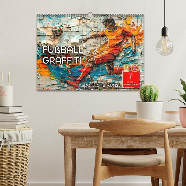 Produktbild: Fu&szlig;ball Graffiti - sportliche Kunst (Wandkalender 2026 DIN A3 quer), CALVENDO Monatskalender