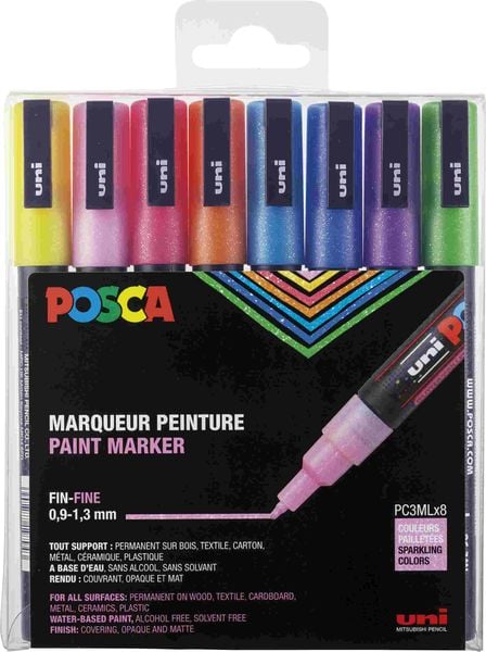 Uni-ball Marker POSCA PC-3M Glitter 8er Set