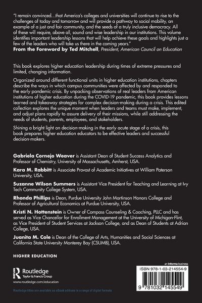 Produktbild: Acute Crisis Leadership in Higher Education