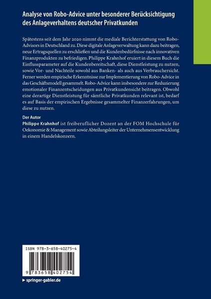 Produktbild: Analyse von Robo-Advice unter besonderer Ber&uuml;cksichtigung des Anlageverhaltens deutscher Privatkunden