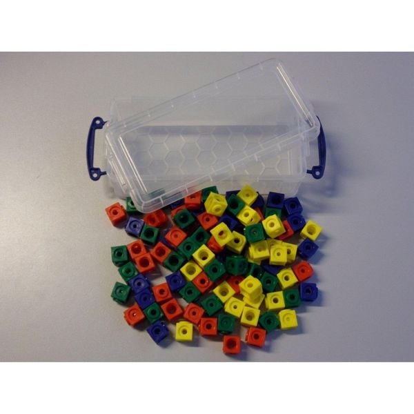 Produktbild: 100 Steckw&uuml;rfel 4- farbig 1,7cm in der Box
