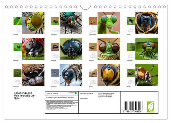 Produktbild: Facettenaugen - Meisterwerke der Natur (Wandkalender 2026 DIN A4 quer), CALVENDO Monatskalender