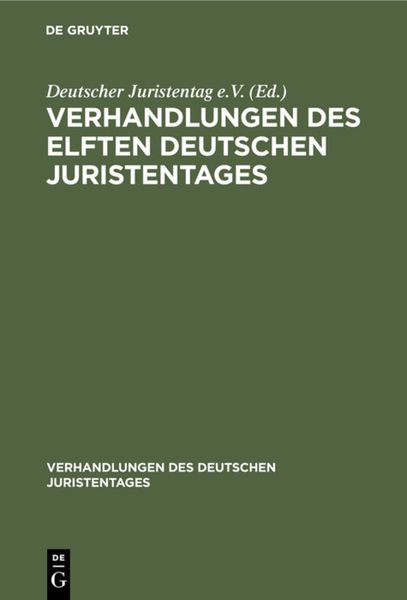Produktbild: Verhandlungen des Elften Deutschen Juristentages