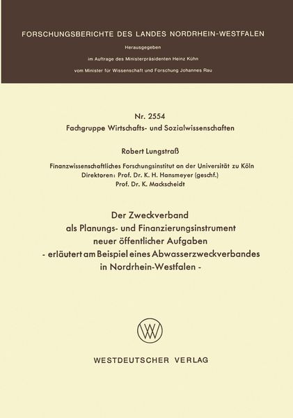 Produktbild: Der Zweckverband als Planungs- und Finanzierungsinstrument neuer &ouml;ffentlicher Aufgaben