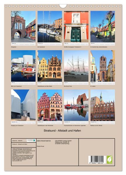 Produktbild: Stralsund - Altstadt und Hafen (Wandkalender 2026 DIN A3 hoch), CALVENDO Monatskalender