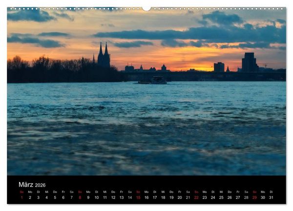 Produktbild: K&ouml;ln bei Nacht - dunkelbunte Stadt (hochwertiger Premium Wandkalender 2026 DIN A2 quer), Kunstdruck in Hochglanz