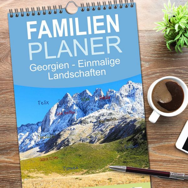 Produktbild: Familienplaner 2026 - Georgien - Einmalige Landschaften mit 5 Spalten (Wandkalender, 21 x 45 cm) CALVENDO