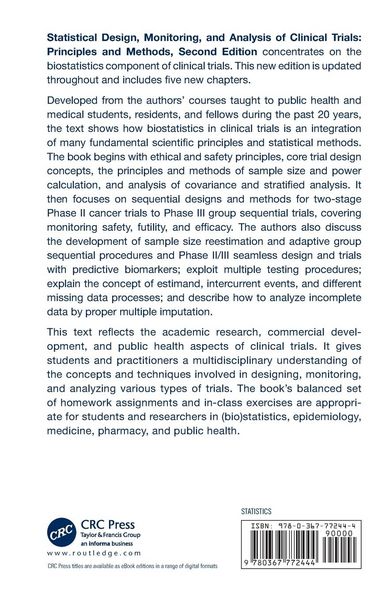 Produktbild: Statistical Design, Monitoring, and Analysis of Clinical Trials