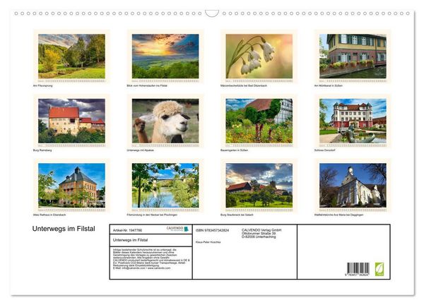 Produktbild: Unterwegs im Filstal (Wandkalender 2026 DIN A2 quer), CALVENDO Monatskalender