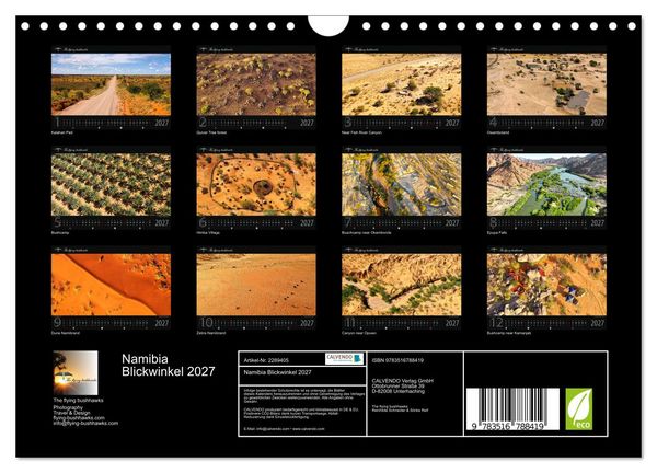 Produktbild: Namibia Blickwinkel 2027 (Wandkalender 2027 DIN A4 quer), CALVENDO Monatskalender