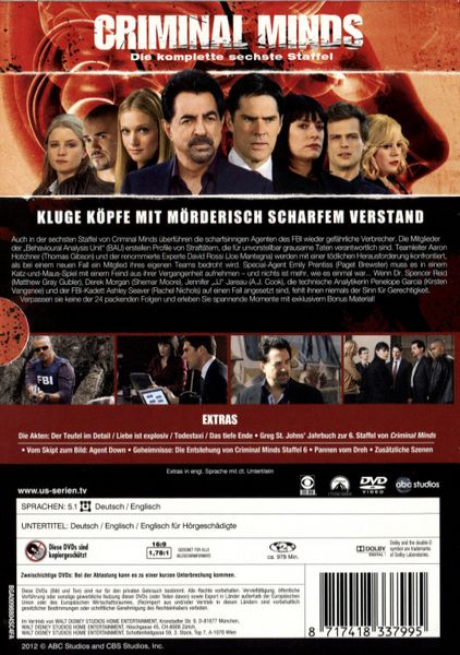 Produktbild: Criminal Minds - Die komplette sechste Staffel [6 DVDs]