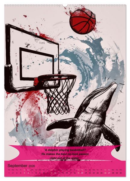 Produktbild: Basketball with funny animals (Wall Calendar 2026 DIN A2 portrait), CALVENDO 12 Month Wall Calendar