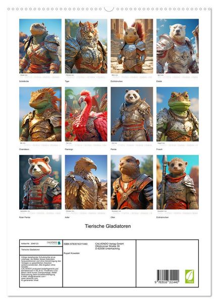 Produktbild: Tierische Gladiatoren (hochwertiger Premium Wandkalender 2026 DIN A2 hoch), Kunstdruck in Hochglanz