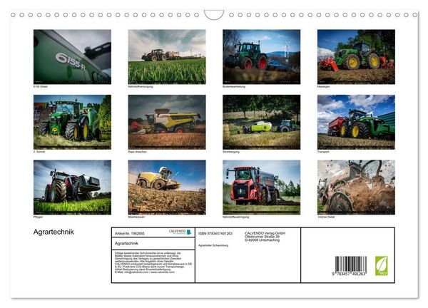 Produktbild: Agrartechnik (Wandkalender 2026 DIN A3 quer), CALVENDO Monatskalender