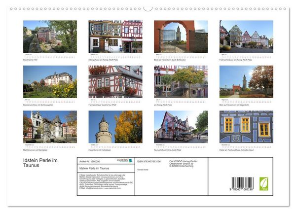 Produktbild: Idstein Perle im Taunus (hochwertiger Premium Wandkalender 2026 DIN A2 quer), Kunstdruck in Hochglanz