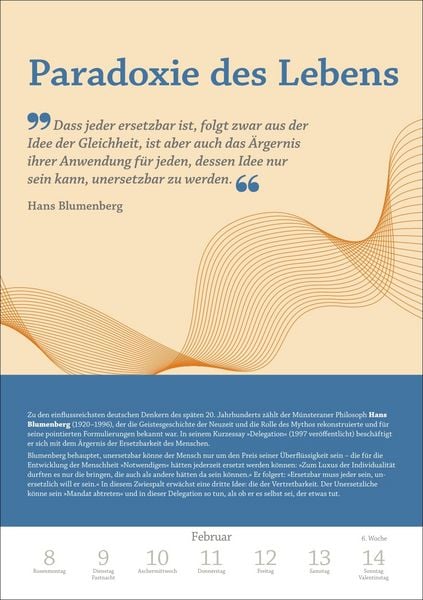 Produktbild: DIE ZEIT Philosophie Wochen-Kulturkalender 2027 - 53 Denkanst&ouml;&szlig;e f&uuml;r 2027