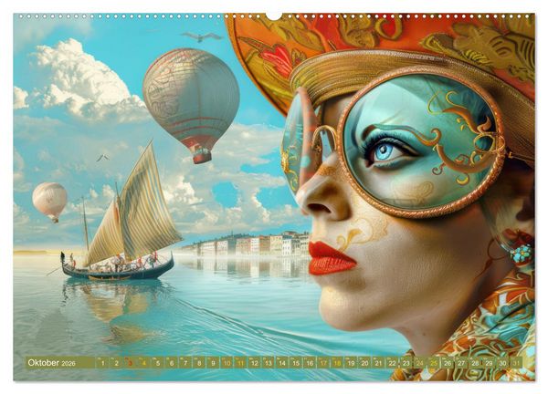 Produktbild: Theatralische surreale Szenen im venezianischen Stil (Wandkalender 2026 DIN A2 quer), CALVENDO Monatskalender