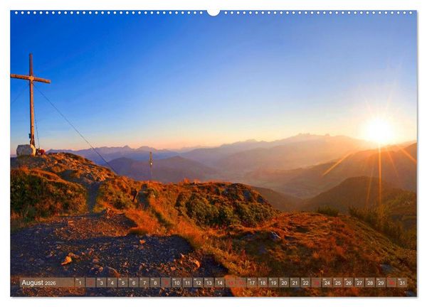 Produktbild: Gipfelkreuze im Sonnenlicht (hochwertiger Premium Wandkalender 2026 DIN A2 quer), Kunstdruck in Hochglanz