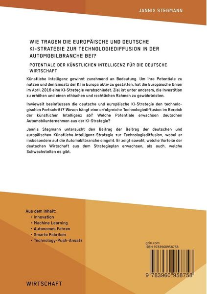 Produktbild: Wie tragen die europ&auml;ische und deutsche KI-Strategie zur Technologiediffusion in