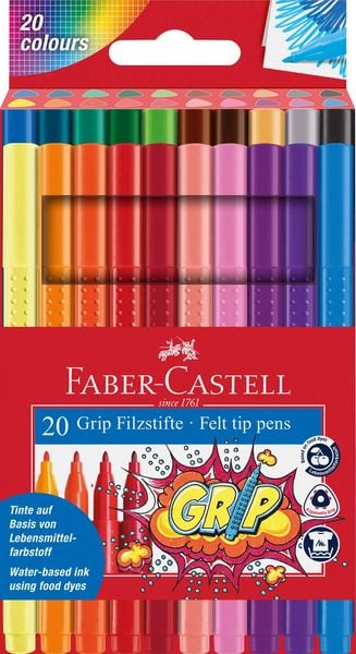 Faber-Castell Filzstifte Grip Colour Marker, 20er Set