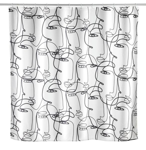 Produktbild: Anti-Schimmel Duschvorhang Mod. Faces, Textil (Polyester), 180 x 200 cm, wasserabweisend, waschbar