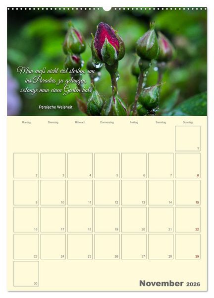 Produktbild: Gartenliebe (Wandkalender 2026 DIN A2 hoch), CALVENDO Monatskalender