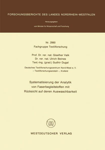 Produktbild: Systematisierung der Analytik von Faserbegleitstoffen mit R&uuml;cksicht auf deren Auswaschbarkeit