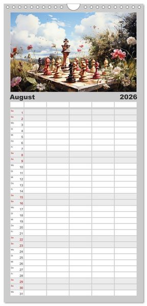 Produktbild: Familienplaner 2026 - Schach Matt mit 5 Spalten (Wandkalender, 21 x 45 cm) CALVENDO