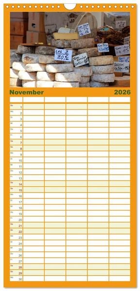 Produktbild: Familienplaner 2026 - Markttag in Frankreich mit 5 Spalten (Wandkalender, 21 x 45 cm) CALVENDO