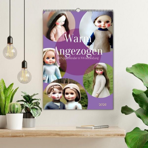 Produktbild: Warm angezogen KI Puppenkinder in Wollkleidung (Wandkalender 2026 DIN A2 hoch), CALVENDO Monatskalender