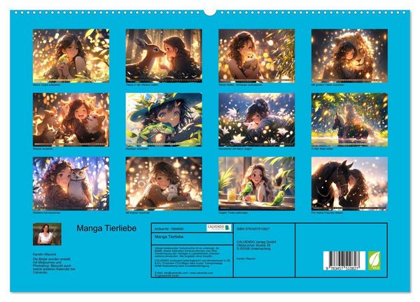 Produktbild: Manga Tierliebe (hochwertiger Premium Wandkalender 2026 DIN A2 quer), Kunstdruck in Hochglanz