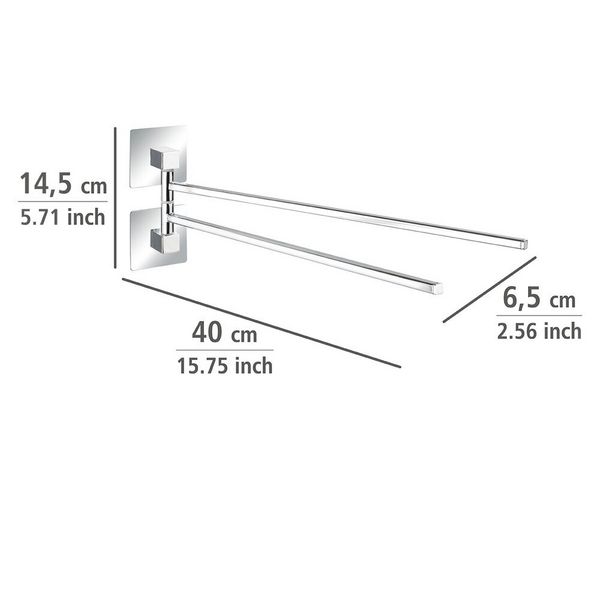 Produktbild: Turbo-Loc&reg; Edelstahl Handtuchhalter 2 Arme Quadro, rostfrei