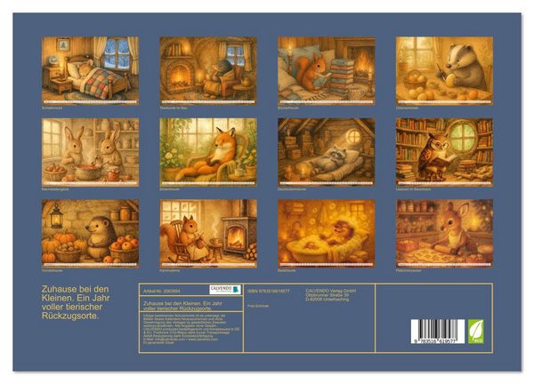 Produktbild: Zuhause bei den Kleinen. Ein Jahr voller tierischer R&uuml;ckzugsorte. (Wandkalender 2026 DIN A3 quer), CALVENDO Monatskalender