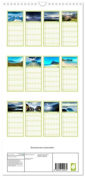 Produktbild: Familienplaner 2026 - Bezaubernde Landschaften mit 5 Spalten (Wandkalender, 21 x 45 cm) CALVENDO