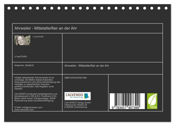 Produktbild: Ahrweiler - Mittelalterflair an der Ahr (Tischkalender 2026 DIN A5 quer), CALVENDO Monatskalender