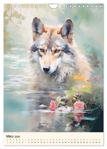 Produktbild: W&ouml;lfe. Zarte Aquarelle von beeindruckenden Tieren (Wandkalender 2026 DIN A4 hoch), CALVENDO Monatskalender