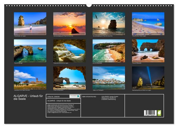 Produktbild: ALGARVE - Urlaub f&uuml;r die Seele (Wandkalender 2026 DIN A2 quer), CALVENDO Monatskalender