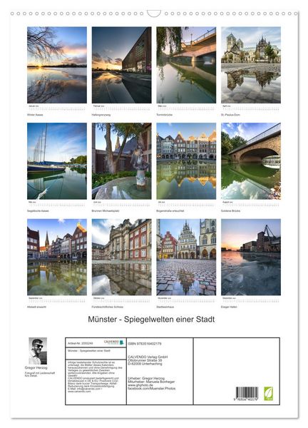 Produktbild: M&uuml;nster - Spiegelwelten einer Stadt (Wandkalender 2026 DIN A2 hoch), CALVENDO Monatskalender