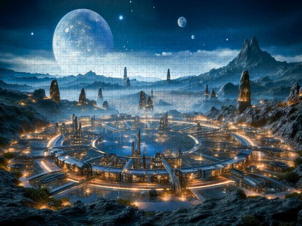 Produktbild: CALVENDO Puzzle Harmonische Zukunft zwischen den Sternen | 2000 Teile Lege-Gr&ouml;&szlig;e 90x67cm Foto-Puzzle f&uuml;r gl&uuml;ckliche Stunden