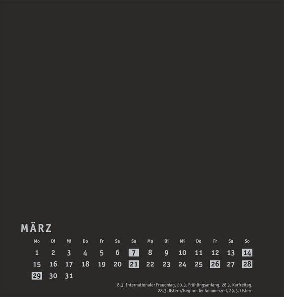 Produktbild: Premium-Bastelkalender schwarz mittel 2027