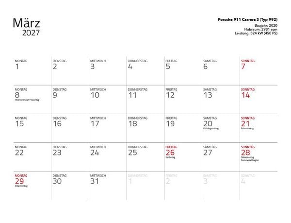 Produktbild: Supersportwagen 2027 &ndash; Eintragkalender