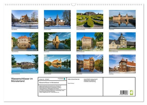 Produktbild: Wasserschl&ouml;sser im M&uuml;nsterland (Wandkalender 2026 DIN A2 quer), CALVENDO Monatskalender