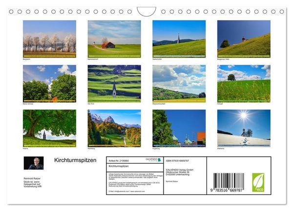 Produktbild: Kirchturmspitzen (Wandkalender 2026 DIN A4 quer), CALVENDO Monatskalender