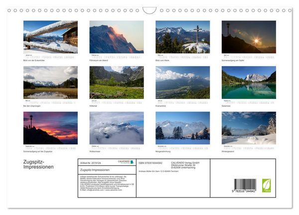 Produktbild: Zugspitz-Impressionen (Wandkalender 2026 DIN A3 quer), CALVENDO Monatskalender