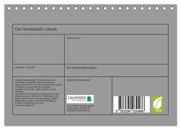 Produktbild: Die Hansestadt L&uuml;beck (Tischkalender 2027 DIN A5 quer), CALVENDO Monatskalender